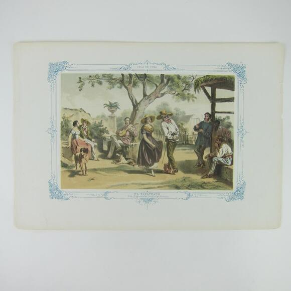 Federico Mialhe Chromolithograph Print Cuba The Zapateado National Dance 1855